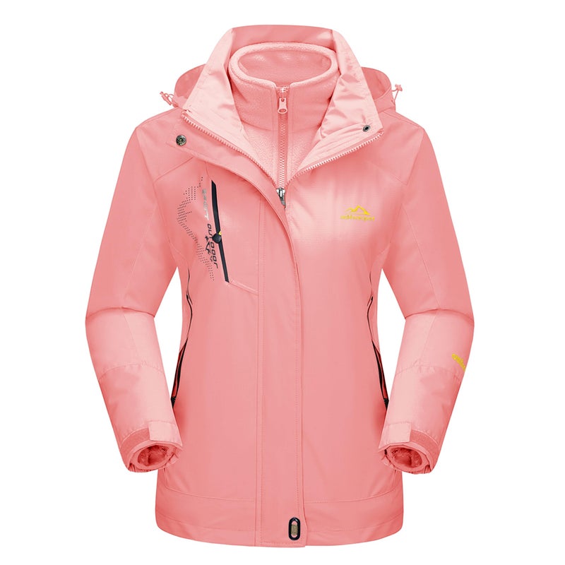 MAGCOMSEN Winter Coat for Women - 3 in 1 Ski & Snowboard Jacket - Waterproof & Insulated - Pink - XL - Image 1